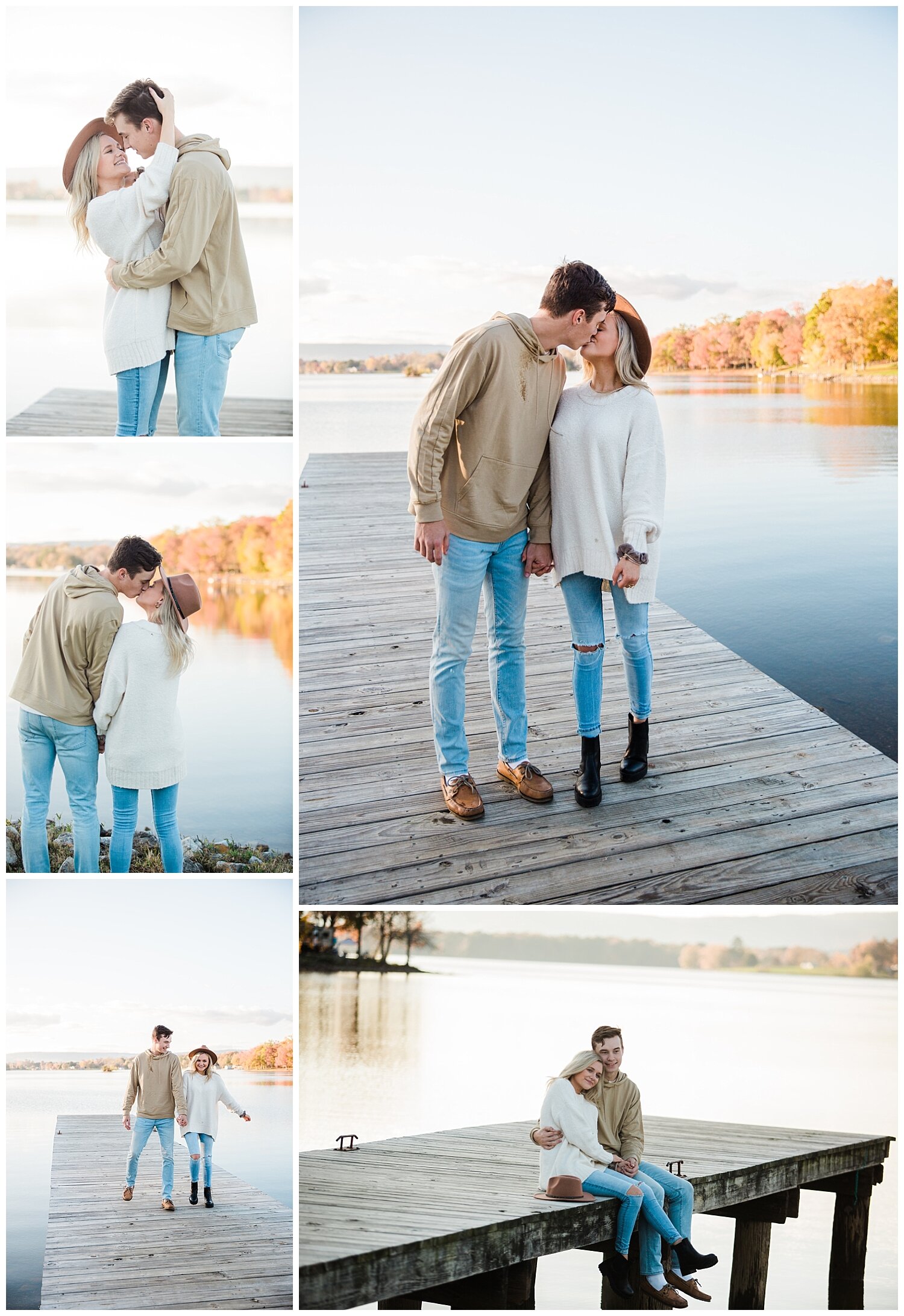 couple on the dock in Chattanooga overlooking the lake outdoors