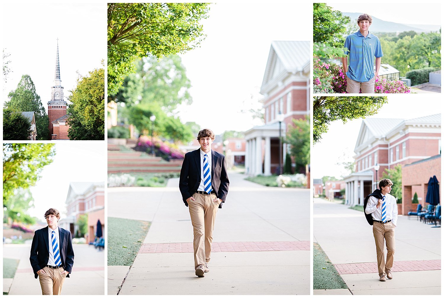 high school senior walking on campus at McCallie School photo session