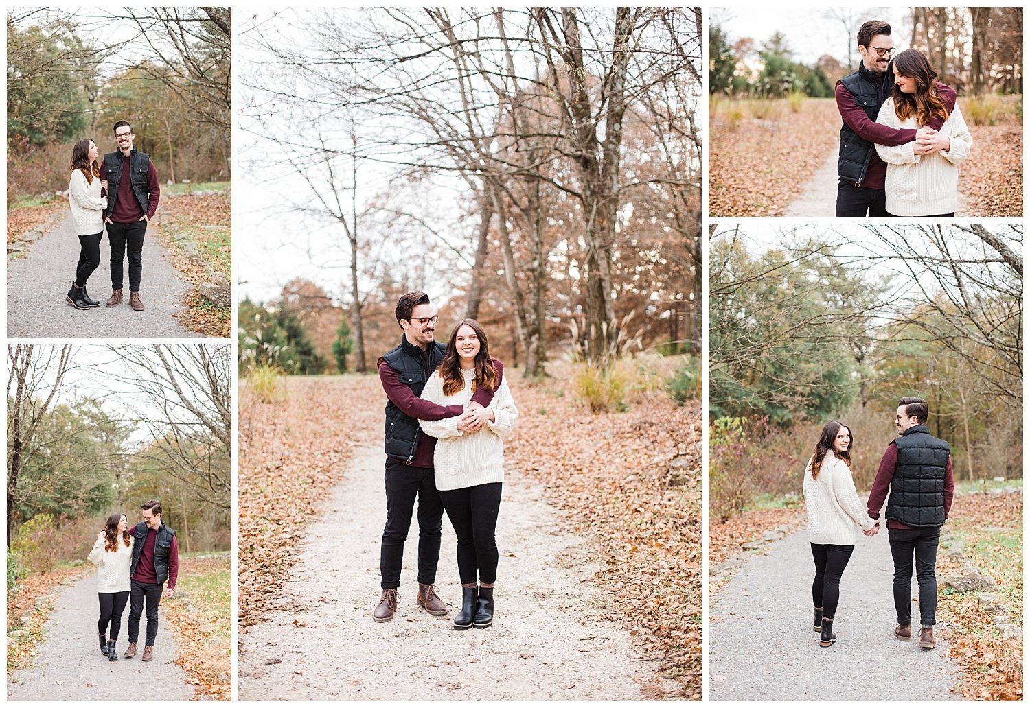 couple posing for engagement photos at Knoxville Botanical Gardens