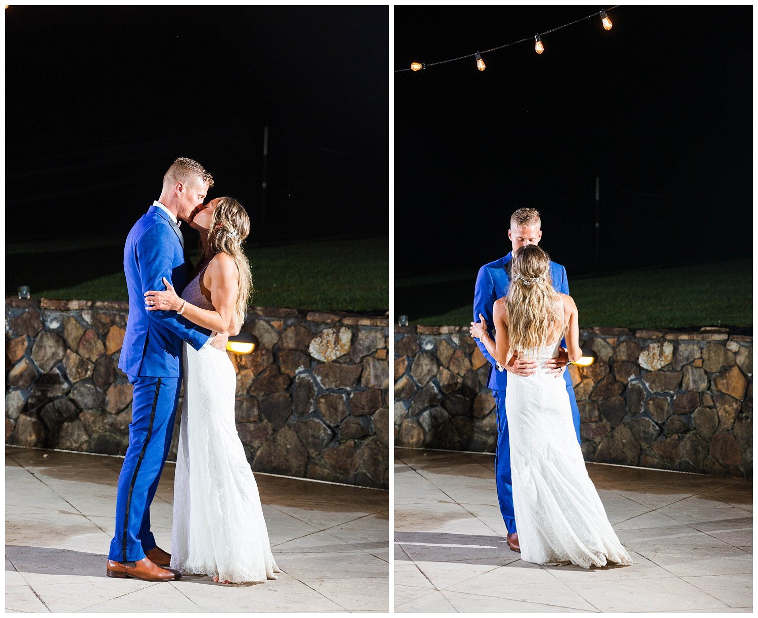 bride and groom dancing outside at Bell Mill Mansion