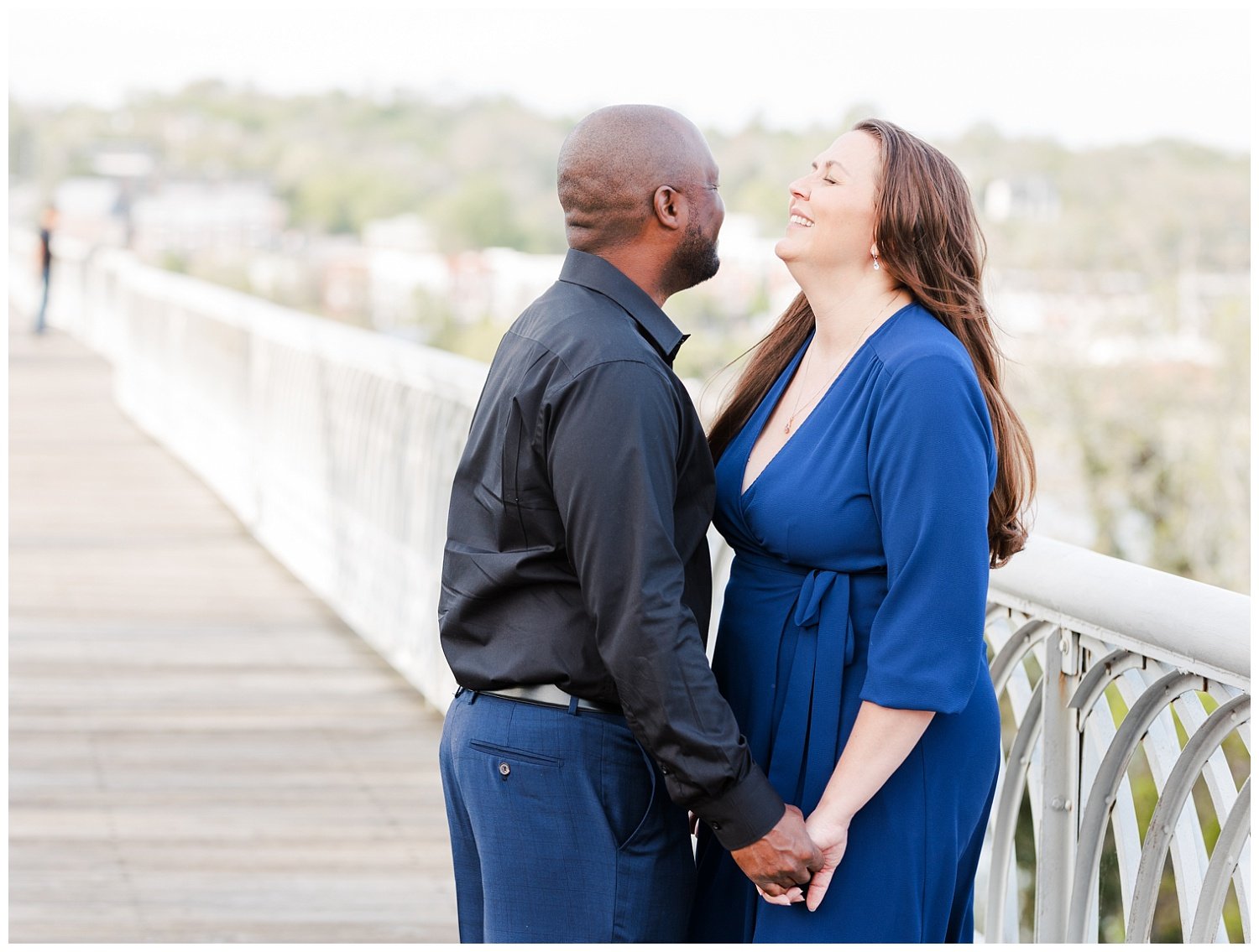 spring engagement session on the Walnut Street Bridge in Chattanooga