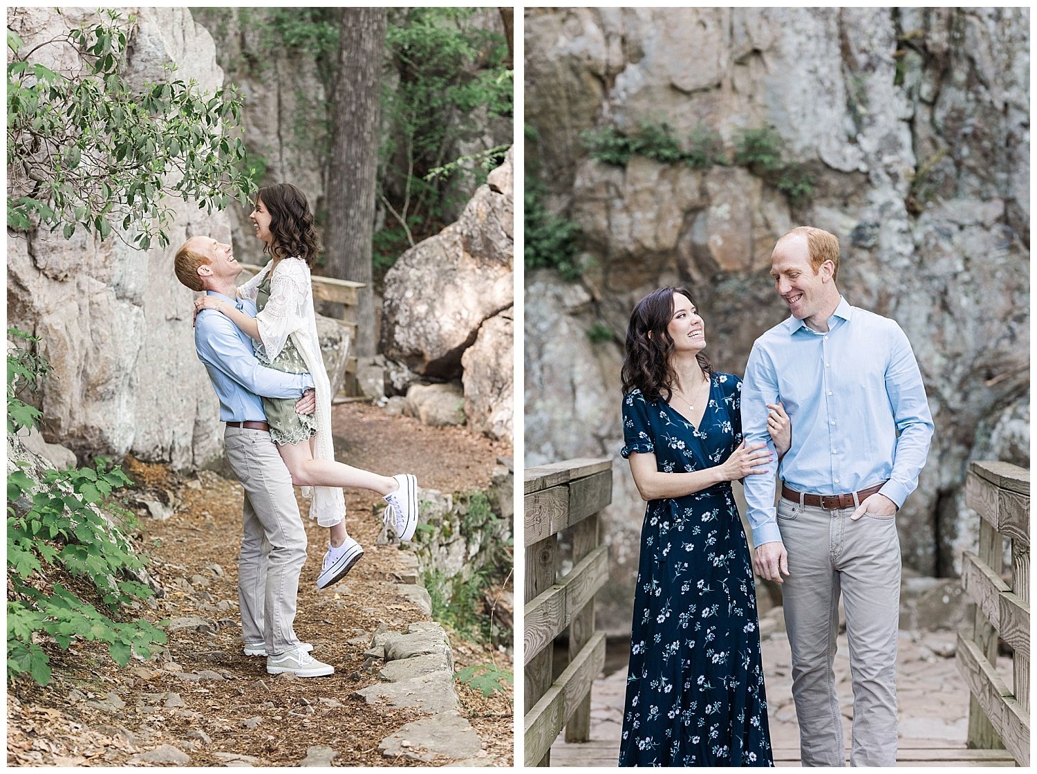 couple posing for engagement photos on Lookout Mountain