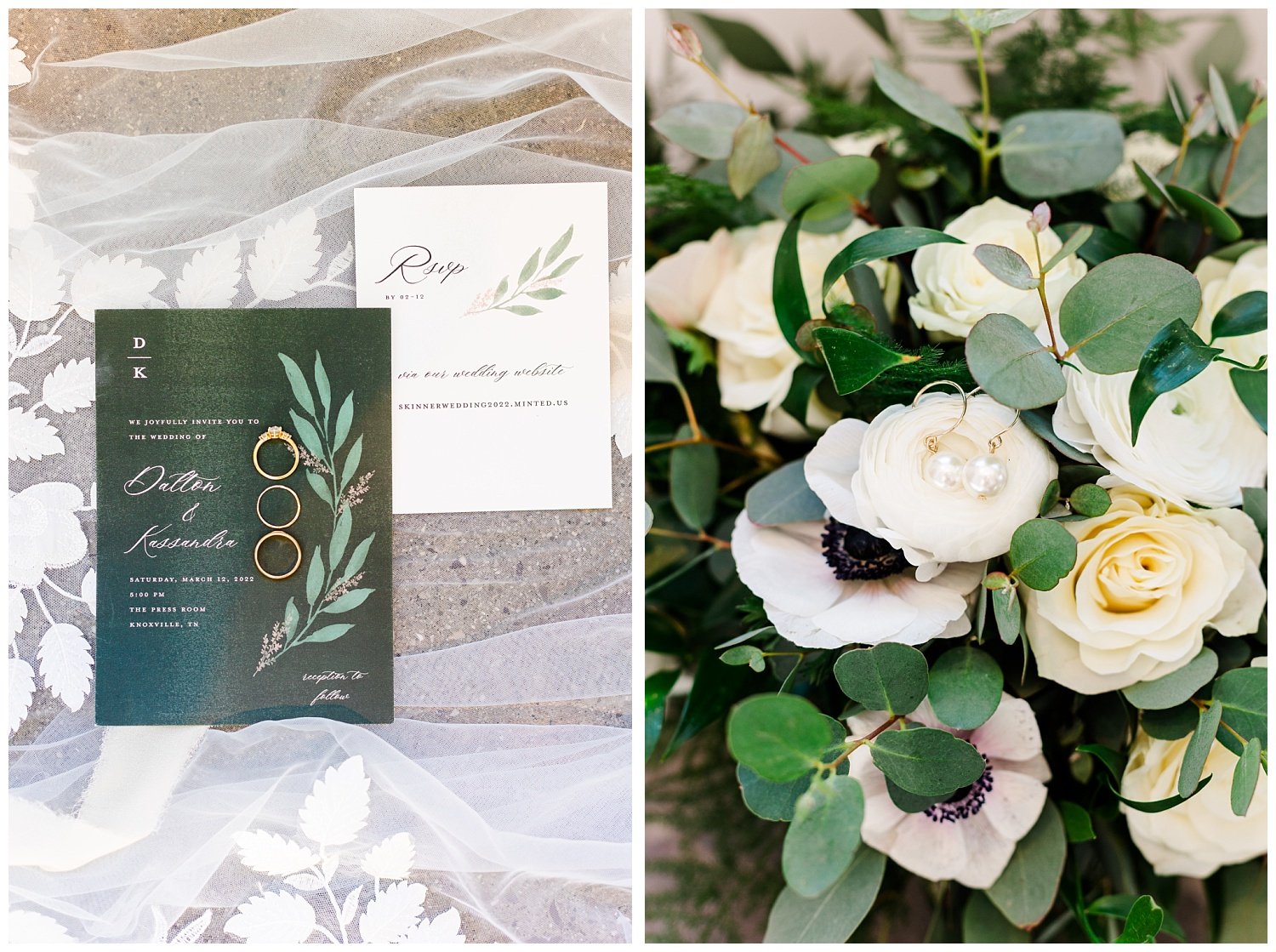 wedding invitation and flowers at Knoxville venue