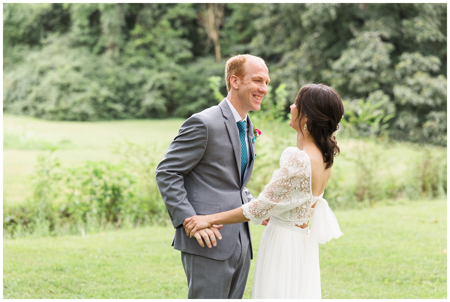 bride and groom's first look at Chattanooga wedding