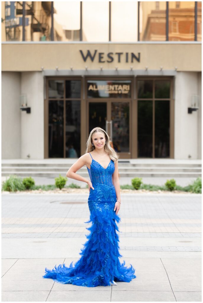 prom photos in front of the Westin hotel in Chattanooga