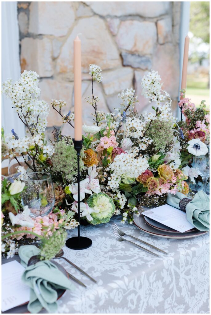 wedding reception table details at McCoy Farm and Gardens