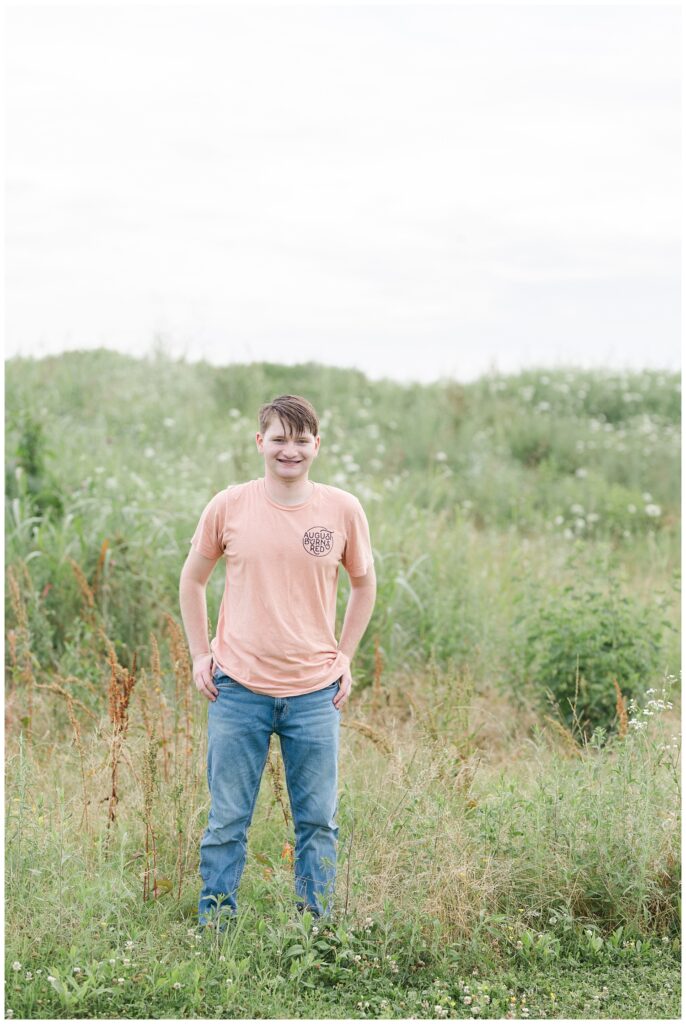 senior session at the Sculpture Fields in Chattanooga