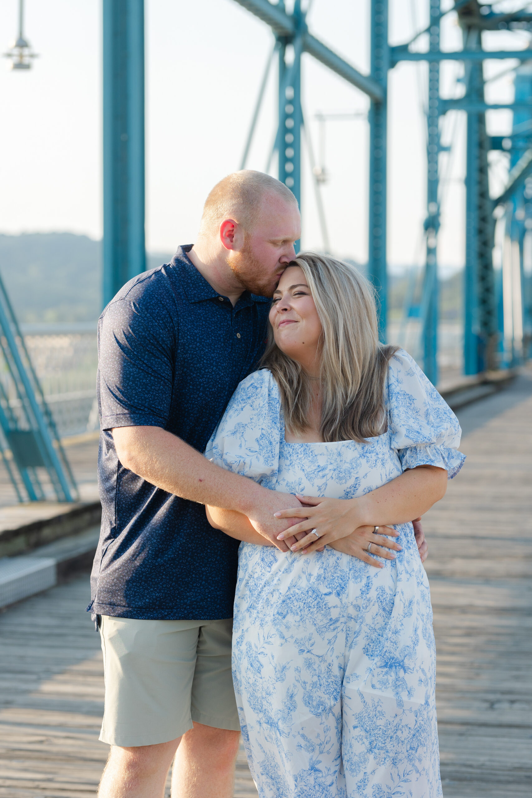 spring proposal and engagement session on the Walnut Street Bridhe