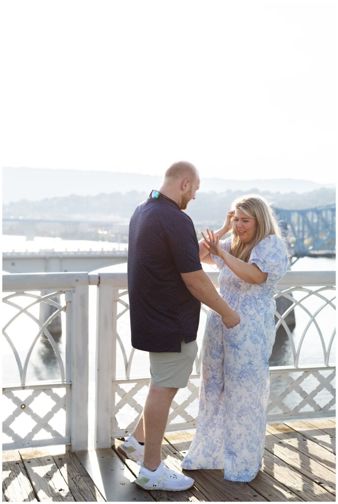 Walnut Street Bridge proposal and engagement session in Chattanooga