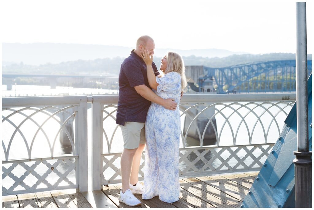 girl smiling at her boyfriend after getting engaged in Chattanooga