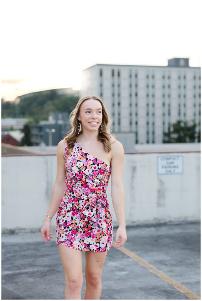 Chattanooga senior photographer shooting on top of a parking garage downtown