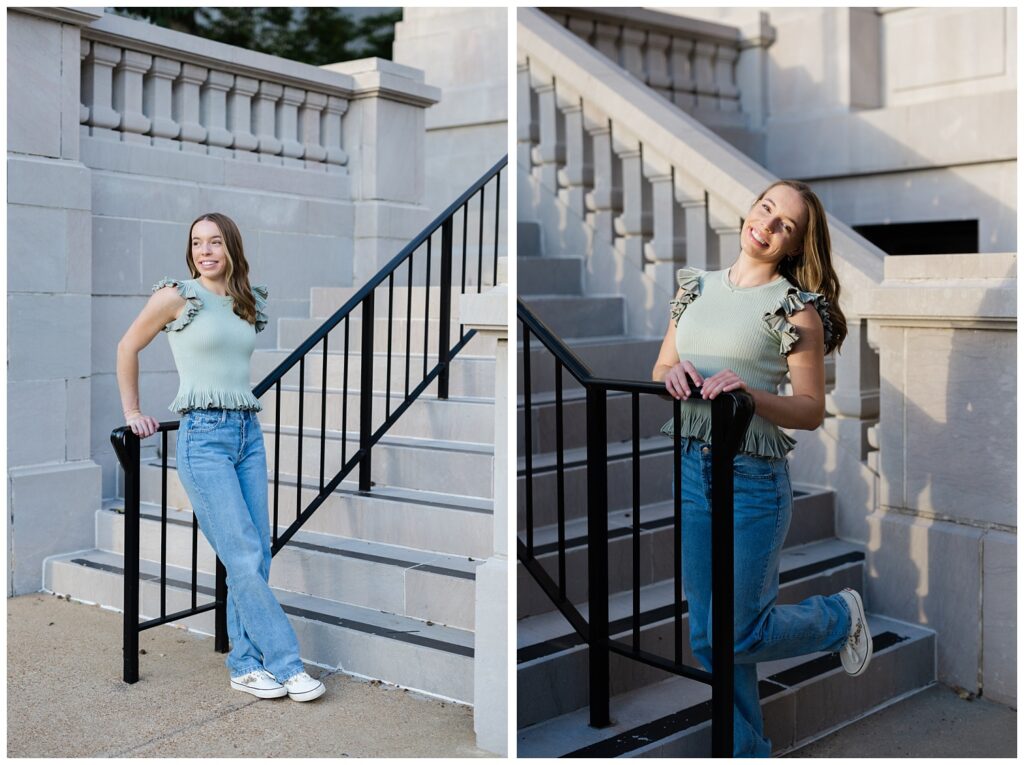 senior photoshoot at the courthouse in downtown Chattanooga