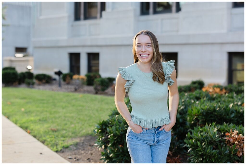 Chattanooga senior posing with her hands in her pockets 