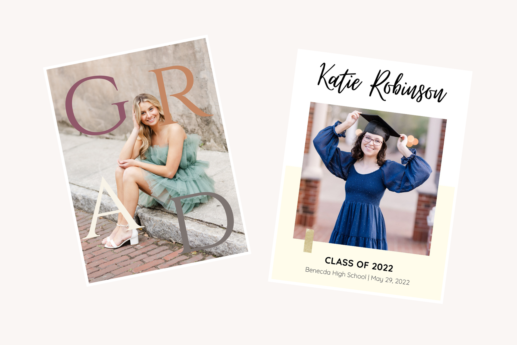 examples of graduation announcements and cards by Chattanooga high school photographer