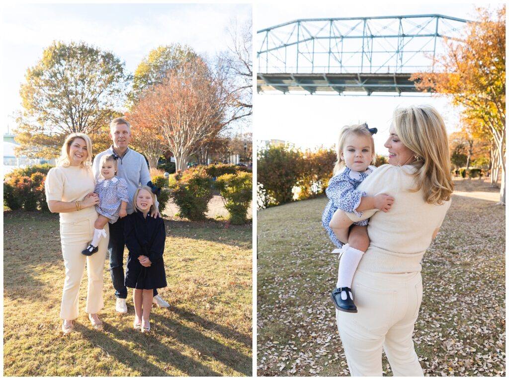 fall family portraits at Coolidge Park with Chattanooga photographer