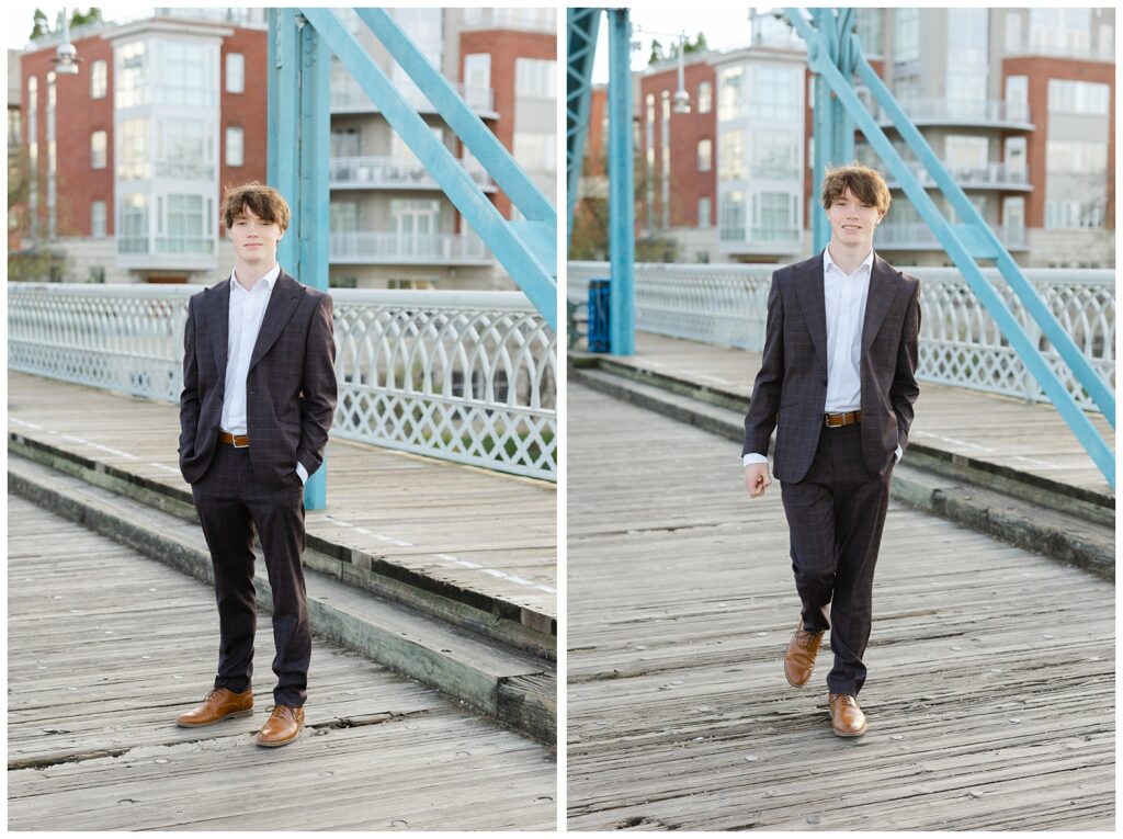 Walnut Street Bridge senior session in the fall in Chattanooga