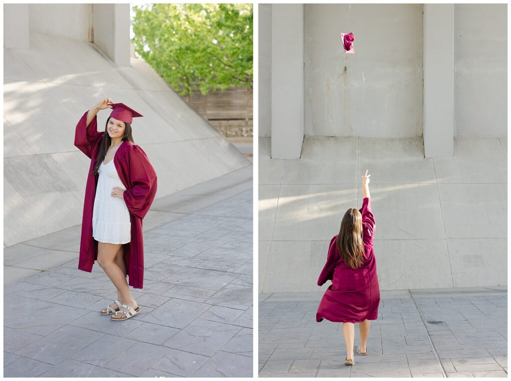 downtown Chattanooga senior session under a bridge in the spring
