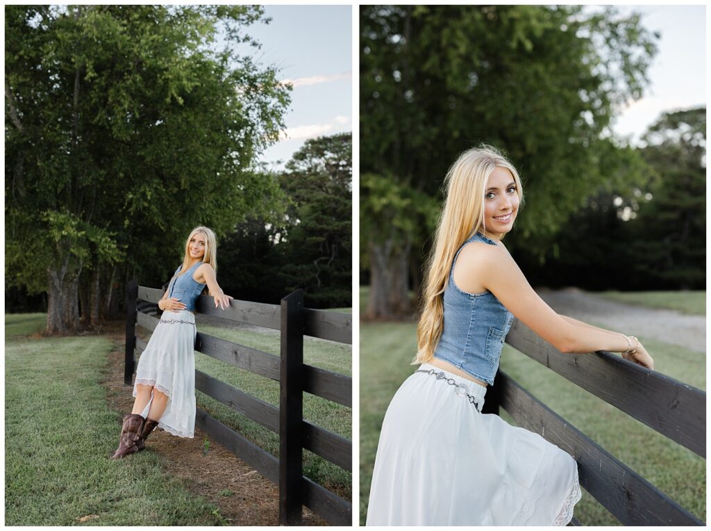 high school senior photoshoot with Chattanooga photographer on client's family farm in the fall