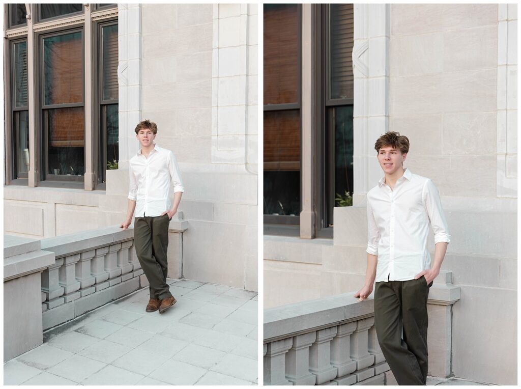 high school senior session behind the Chattanooga courthouse in the spring