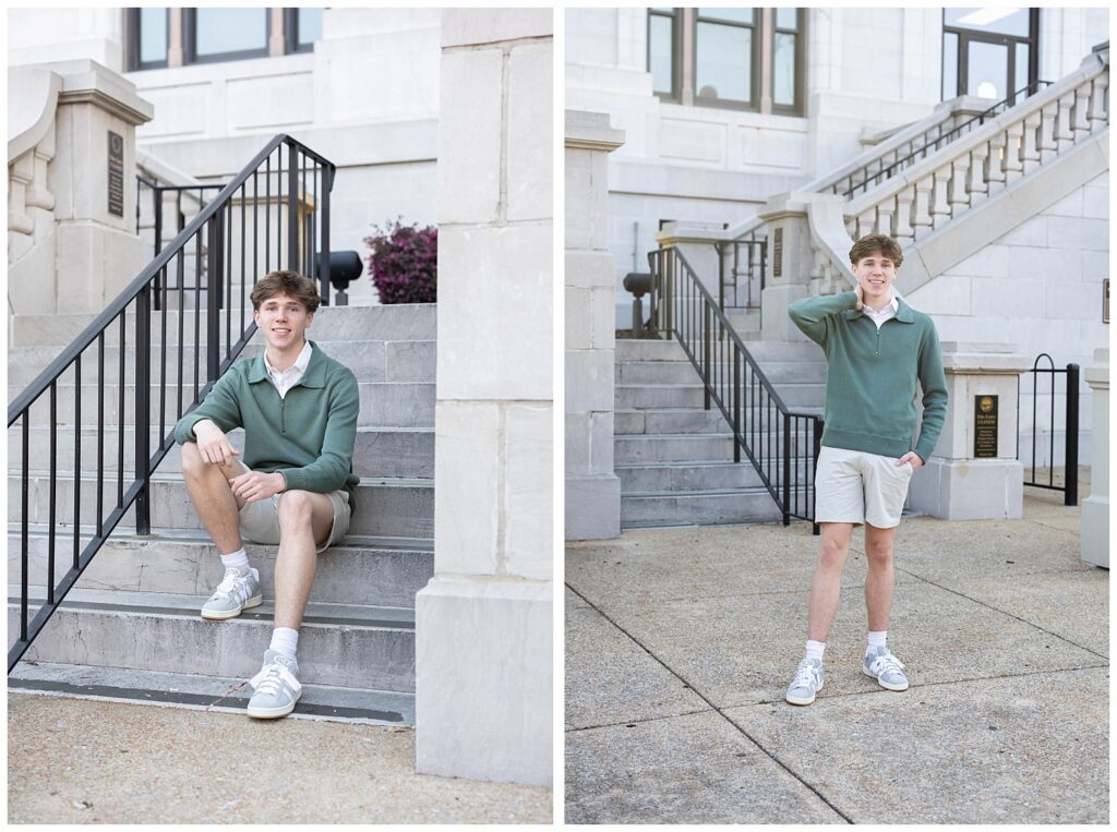 Chattanooga high school senior session at downtown courthouse on the sidewalk